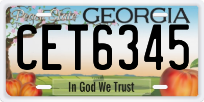 GA license plate CET6345