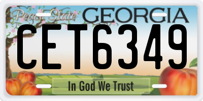 GA license plate CET6349