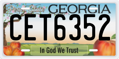 GA license plate CET6352