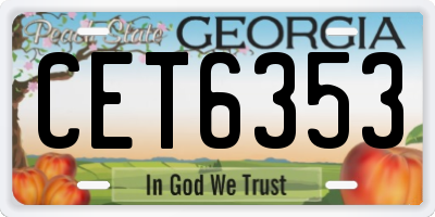 GA license plate CET6353