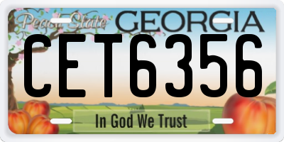 GA license plate CET6356
