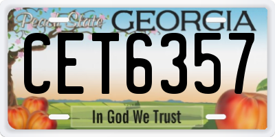 GA license plate CET6357