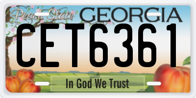 GA license plate CET6361