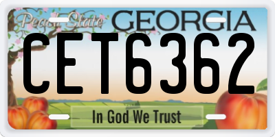 GA license plate CET6362