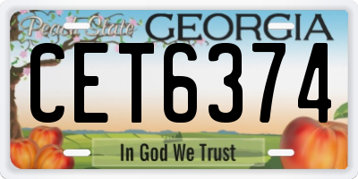 GA license plate CET6374