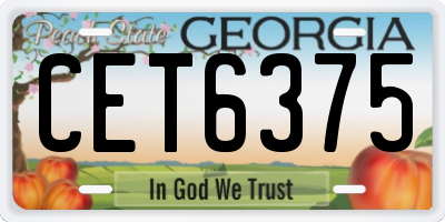 GA license plate CET6375