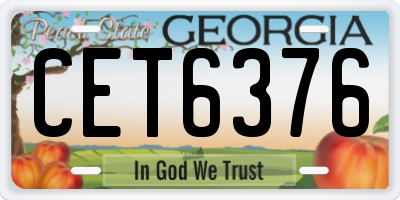 GA license plate CET6376