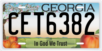 GA license plate CET6382