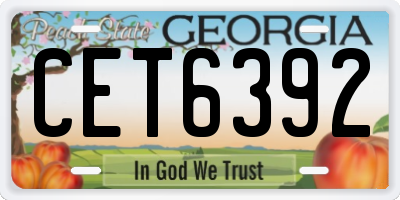 GA license plate CET6392