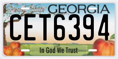 GA license plate CET6394