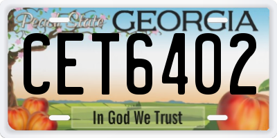 GA license plate CET6402