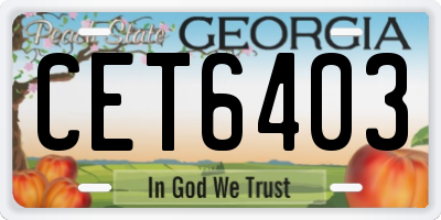 GA license plate CET6403