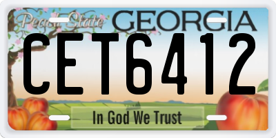 GA license plate CET6412