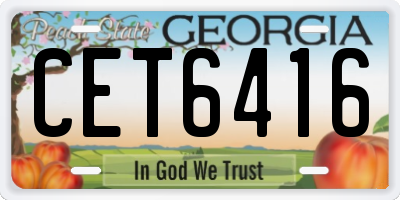 GA license plate CET6416