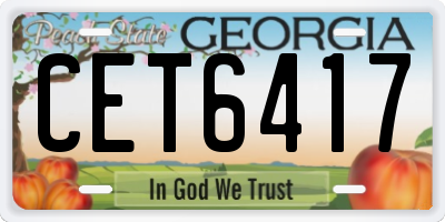 GA license plate CET6417