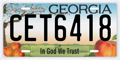 GA license plate CET6418