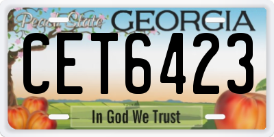GA license plate CET6423
