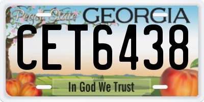 GA license plate CET6438