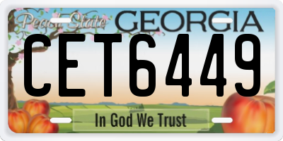GA license plate CET6449