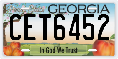 GA license plate CET6452