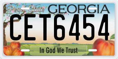 GA license plate CET6454