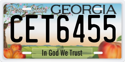 GA license plate CET6455