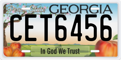 GA license plate CET6456