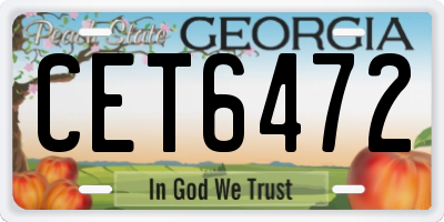 GA license plate CET6472