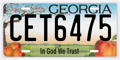 GA license plate CET6475
