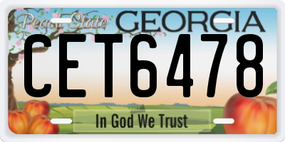 GA license plate CET6478