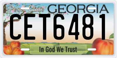 GA license plate CET6481