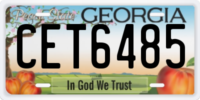 GA license plate CET6485