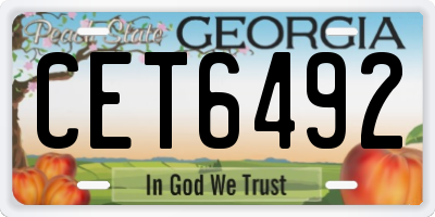 GA license plate CET6492