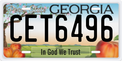 GA license plate CET6496