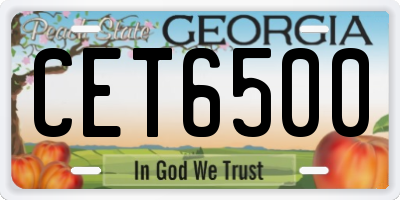 GA license plate CET6500