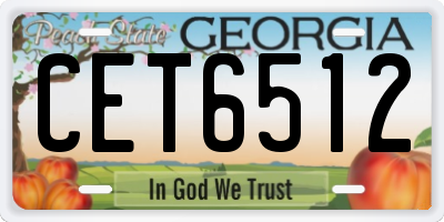 GA license plate CET6512