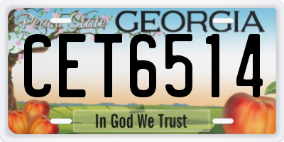 GA license plate CET6514