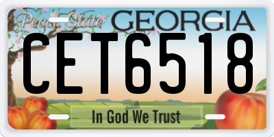 GA license plate CET6518
