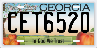 GA license plate CET6520