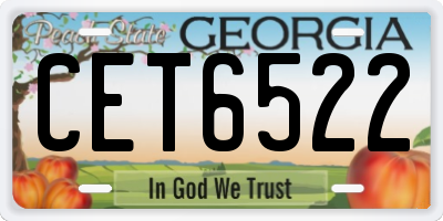 GA license plate CET6522