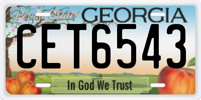 GA license plate CET6543