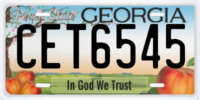 GA license plate CET6545