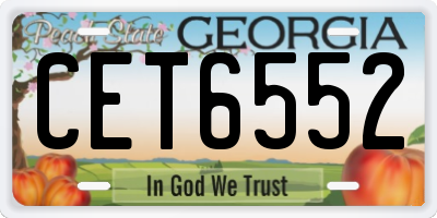 GA license plate CET6552