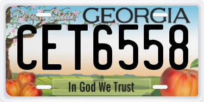 GA license plate CET6558