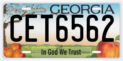 GA license plate CET6562