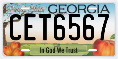 GA license plate CET6567