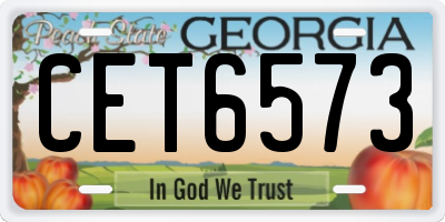 GA license plate CET6573