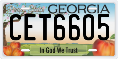 GA license plate CET6605