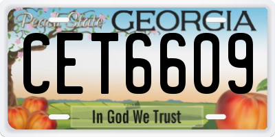 GA license plate CET6609
