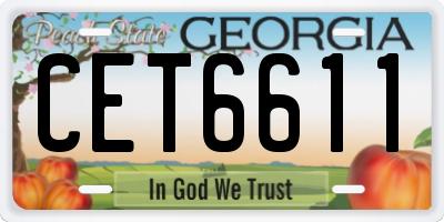 GA license plate CET6611